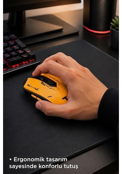 Gümüş Renk Aksesuar Oyun Faresi Mouse Çift Modlu Sessiz Kablosuz Oyuncu Fare Tm20