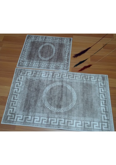 2li Banyo Seti Baskılı Versace Kahve Desenli