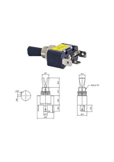 Ic-151b Toggle Switch 12v 30a On-off Işıklı Asw-07d-2