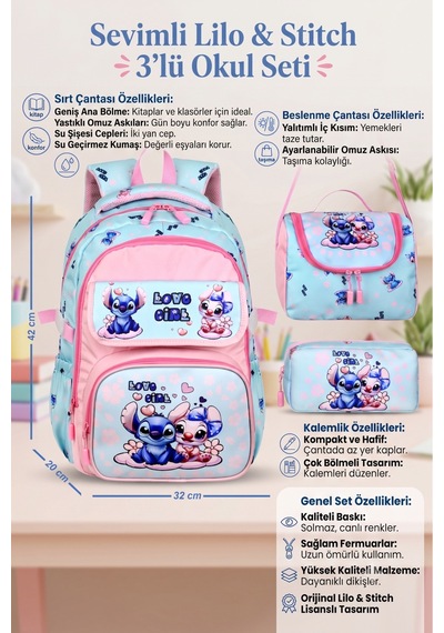 Waddell Deri Baskili Sevimli Koala Temali Ilkokul Sirt Cantasi Termal Beslenme Cantasi Ve Kaleml Pembe