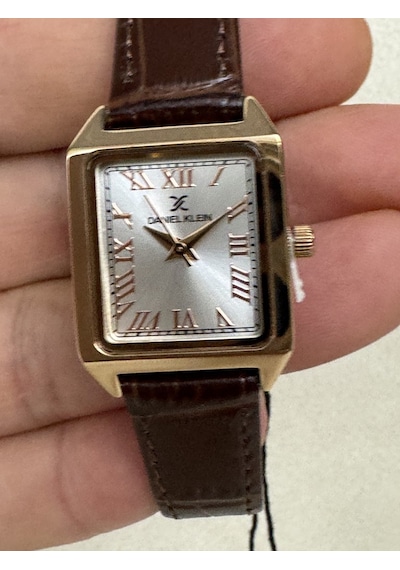 Dkf.2315a Yeni Trend Rose Gold Renk Kasa Kahverengi Deri Kayışlı Köşeli Kadın Kol Saati