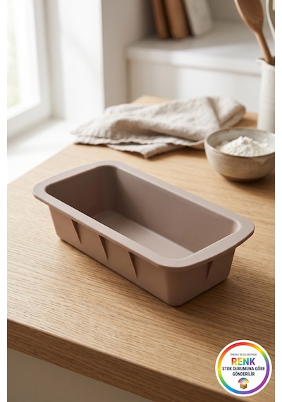 Silikon Baton Kek Kalıbı Dikdörtgen Yapışmaz Kolay Çıkan Ekmek Kek Pasta Kalıbı 27x14x7 Cm Çok Renkli