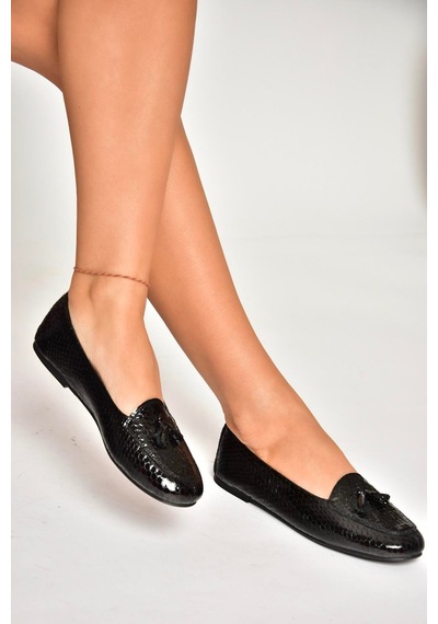 Fox Shoes R667001203 Siyah Baskı Hakiki Deri Babet Siyah Fox Shoes R667001203 Siyah Baskı Hakiki Deri Babet Siyah