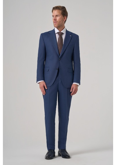 Morven Erkek Lacivert Yünlü Trend Desenli Dynamic Fit Mono Yaka Takım Elbise 26mc001039200 Lacivert