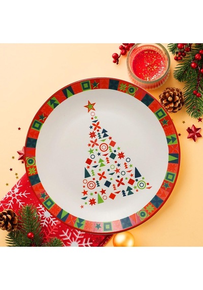 New Year Çam Servis Tabağı 26 Cm 21652 Çok Renkli