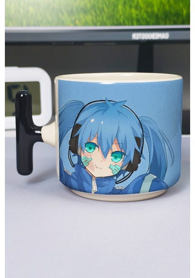 Kagerou Project Anime Baskılı Seramik Lüks Kupa 1 Adet T Şeklinde Özel Siyah Kulp Dalga Kulp V3t Çok Renkli