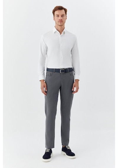 Sabri Özel Erkek Koyu Gri Dar Kesim Slim Fit Dokuma Yan Cep Jogger Pantolon