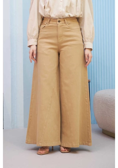 1162-gabardin Pantolon Etek Bej Bej