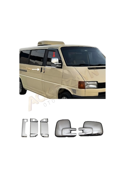 Volkswagen Transporter T4 1995-2003 2'li Krom Set Ayna Kapağı+kapı Kol A+