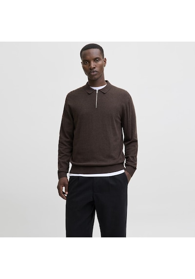 Jack & Jones Erkek Polo Yaka Uzun Kollu Triko Üst - Emil - 12268210 Mulch