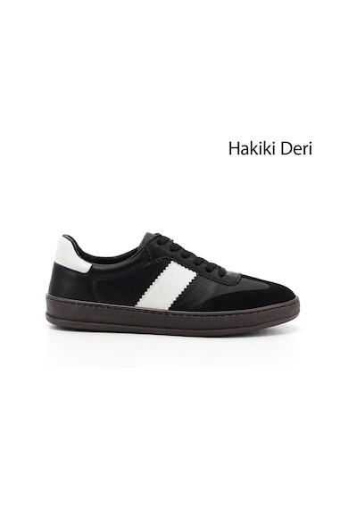 Gönderi(R) Gönderi R Siyaha Beyaz Bağcıklı Hakiki Deri Sneaker Antrasit - Beyaz