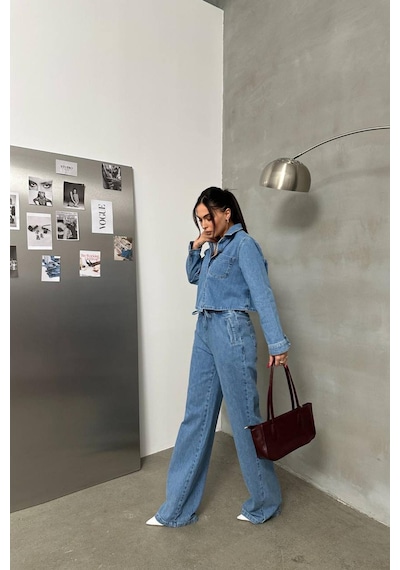 Lacarino 7888 Palazzo Kadını Jean Pantolon Lıght Blue