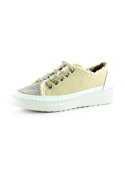 Erkan Saçmacı Vanessa Bej Denim Taşlı Sneaker Bej