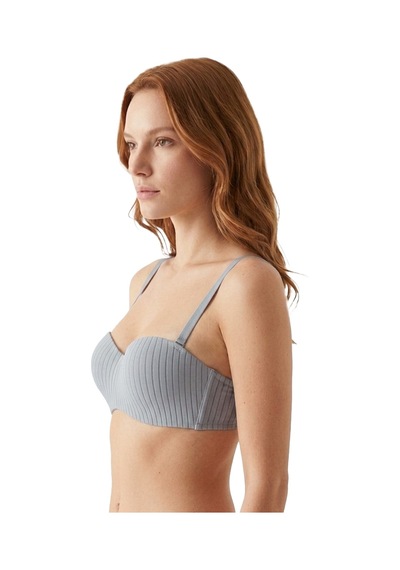 Cottonill Seamless Bra - Striva Mikro Çizgi Desenli Balenli Toparlayıcı Kadın Sütyen 3'lü Paket Çok Renkli