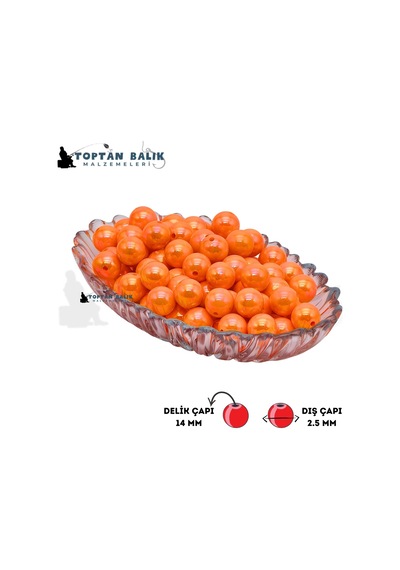 İthal Camgöz Turuncu Sazan Balık Boncuğu 14 Mm İç Çap: 2.5 Mm