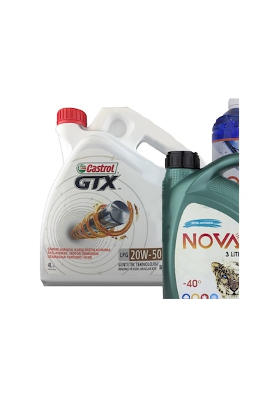 Castrol GTX 20W-50 Sentetik Motor Yağı 4 L + Antifriz 3 L + Cam Suyu 1 L
