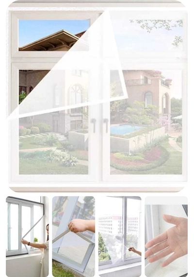 Sineklik Kendinden Yapışkanlı 100x150 Cm Ölçülü Pencere Sineklik 5 Metre Bant Hediyeli Gore