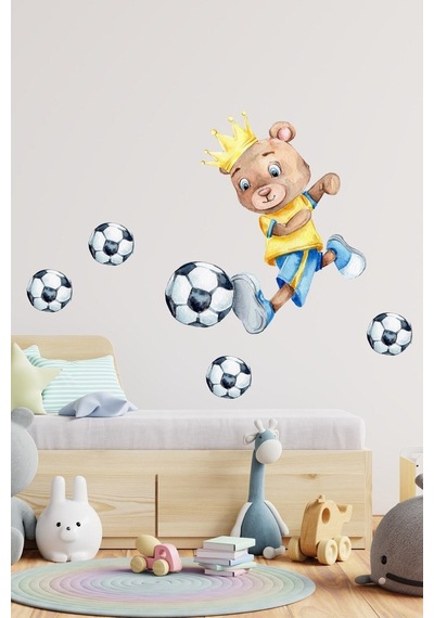Futbolcu Ayıcık Duvar Sticker Seti