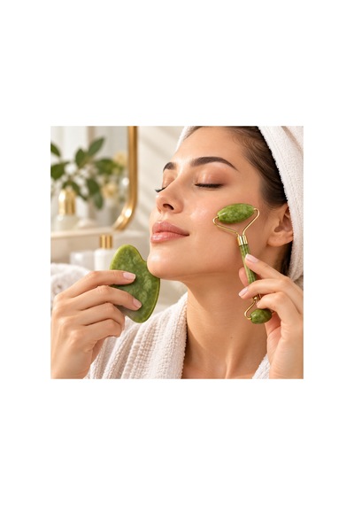 Doğal Yeşim Taşı Roller - Yüz Masaj Taşı 2'li Set - 702958827