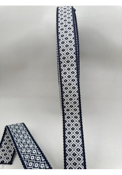 3 Cm Kilim Desenli Şerit-5 Metre-mavi