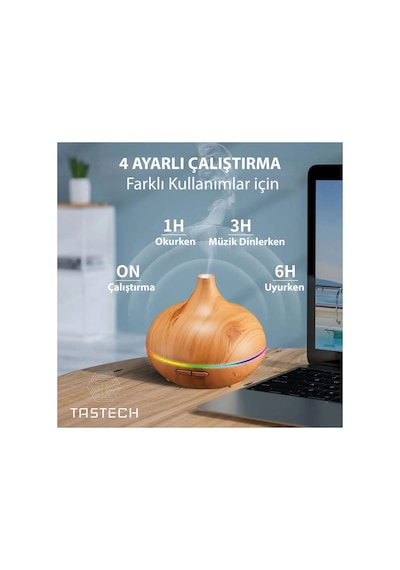 Difüzörü Buhar Ultrasonik Hava Nemlendirici Aromatik Oda Kokusu 7 Renk Led Işıklı Soğuk