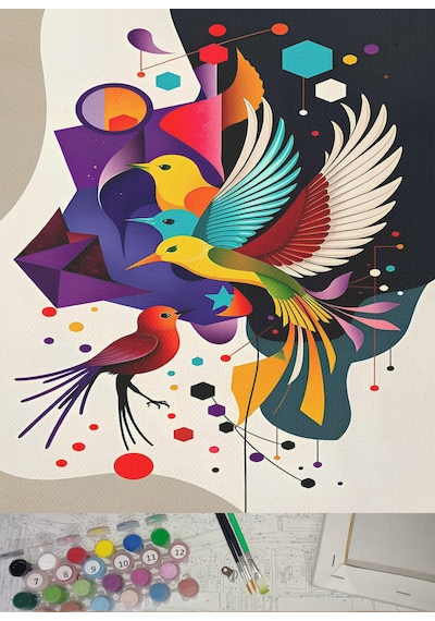 Moranka Tuval&boya Sayılarla Boyama Hobi Tuval Seti Numaralıtuval Fırça Boya Dahil Çıtalı 40x50 Cm -kuşlar 1 Adet