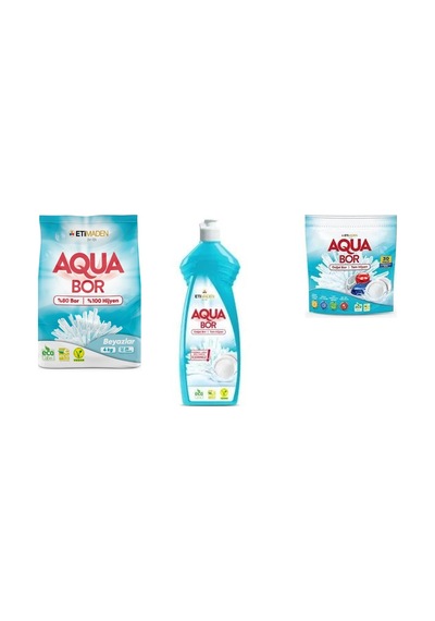 Aquabor Doğal Mineralli 4 Kg Beyaz + Elde Bulaşık + Tablet 3 Lü Set 0.75 LT - 2.5 LT - 12 KG 91772845