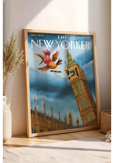 The New Yorker Çerçeveli Tablo March 25 2019 - Big Ben Guguklu Saat Tablosu