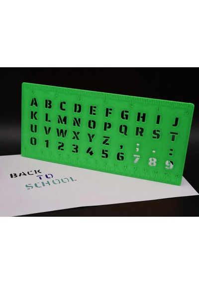 3d Baskı Alfabe, Rakam Ve Cetvel Şablonu - Yazı Çizim Kalıbı - Yeşil Diğer