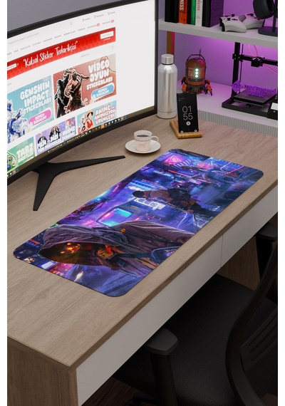 Dijital Cyberpunk Adam Kadın V4 70x30 Xl Gaming Kauçuk Kaymaz Taban Mouse Pad Fare Altlığı