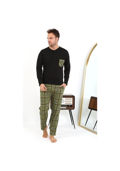 Najmaddin.com Beru Erkek Uzun Kol Penye Siyah Pijama Takımı