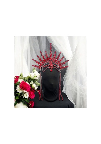 Alınlıklı Büyük After Gelin Tacı ,kına,nişan,söz,after,bride,party Taç Kırmızı - 707821223 Kırmızı
