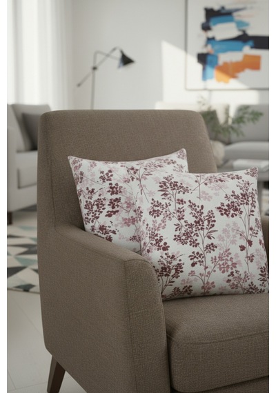 Chevron Bohem Dekoratif Punch Yastık Kırlent Kılıfı 2 Adet 45x45 Hayat Ağacı Pembe 45 x 45