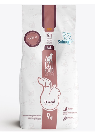 Friend Pet Gold Kısırlaştırılmış Somonlu Yetişkin Kedi Maması 9 KG