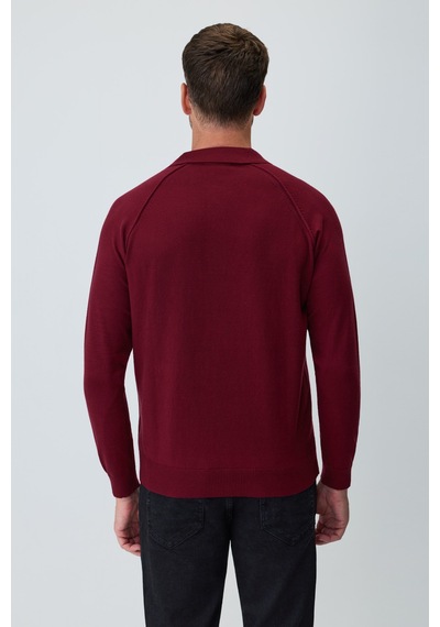 Morven Erkek Bordo Trend Polo Yaka Reglan Kol Triko Kazak 27kc017008750 Bordo