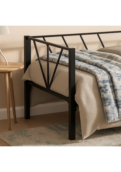 Alchera Daybed Tek Kişilik Sedir Metal Karyola Siyah