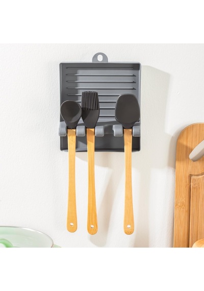 Porsima Org-85 Kaşık Ve Kapak Tutucu - Kapak Standı Kaşık Kepçe Altlığı Düzenleyici Organizer - Antrasit Diğer