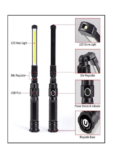 Rico Katlanabilir Şarjlı Led Lamba Mıknatıslı Fener 013-rc0035 beyaz