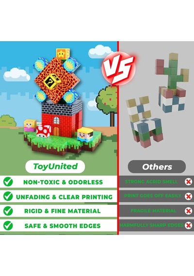 Manyetik Yapı Blokları Mario Adventure Teması 150 Parça, 3 Yaş Ve Üzeri Çocuklar İçin Eğitici Stem O