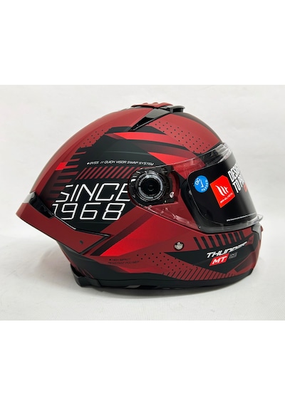 Şeffaf Güneş Vizörlü + Mt Thunder 4sv Luminence D5 Kapalı Kask Mat Kırmızı - Siyah