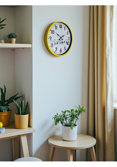 Büro Ev Ofis Duvar Saati İçin 36cm Sarı Çocuk Odası Mekanizma Diğer 22714386