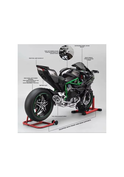 Kawasaki Ninja H2r 1:6 Maket Motor - Işıklı, Sesli, Dumanlı
