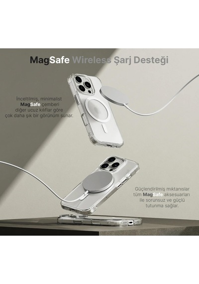 Apple Uyumlu iPhone 16 Pro Kılıf Magsafe Şarj Özellikli Pc Şeffaf Kapak