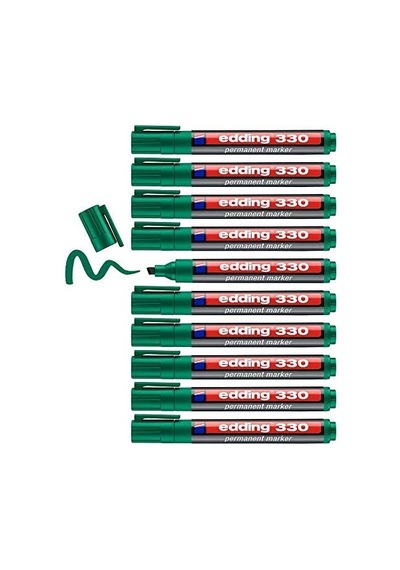 330 Permanent Markör - Yeşil - 10 Kalem - 1-5 Mm Kesik Uçlu