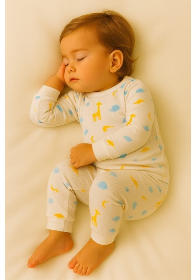 Aden Kids  Pamuk Çocuk Alt Üst Pijama Takımı Sarı Mavi