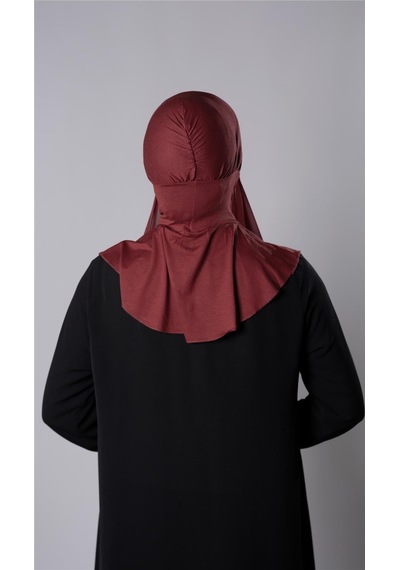 Hürrem Bone Bordo Pratik Hazır Geçmeli Şal Şifon Kumaş Hijab Bone 3009 16