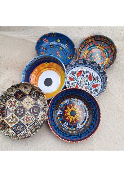 Etnik Desenli Dekoratif Çok Amaçlı 6'lı Kase Çok renkli