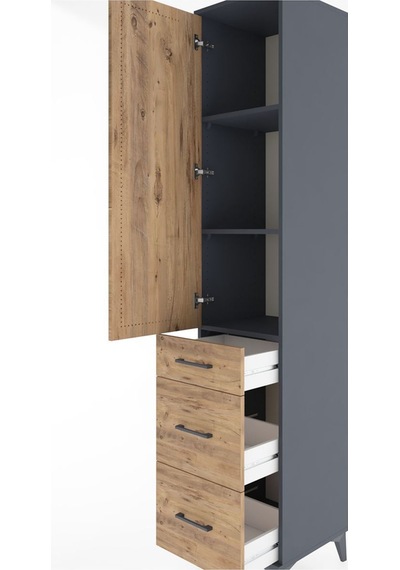 Hyperion Dolap 3 Raflı 3 Çekmeceli Tek Kapaklı 44x44x221 Antrasit-çam Antrasit Hyperion Dolap 3 Raflı 3 Çekmeceli Tek Kapaklı 44x44x221 Antrasit-çam Antrasit
