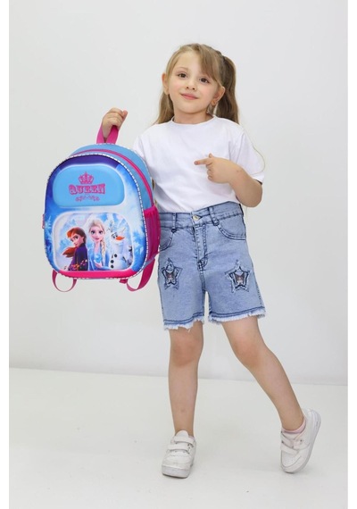 Karlar Ülkesi Frozen Temalı Ortopedik Anaokul Ve İlkokul Çantası Mavi3