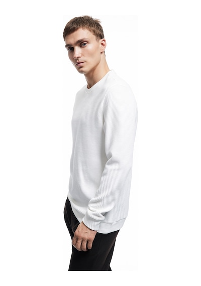 Koton Pamuklu Uzun Kollu Dokulu Basic Bisiklet Yaka Sweatshirt Ekru 6wam70089mk Ekru